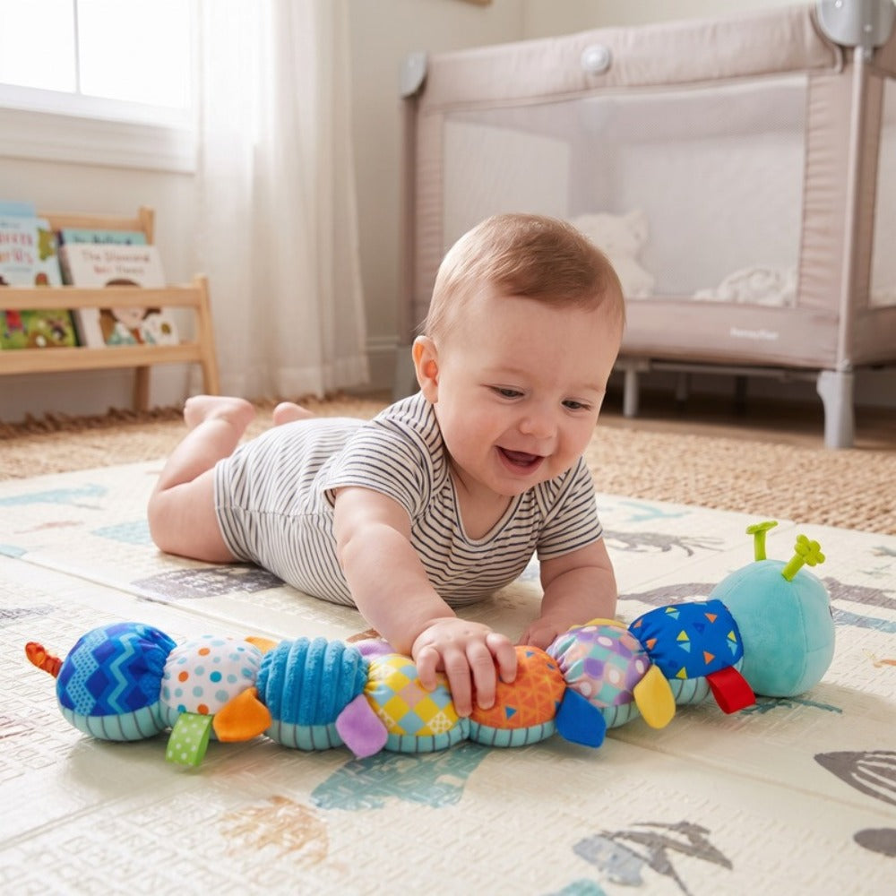 Momi Toys Musical Caterpillar Plush, Soft Baby Rattle Toy