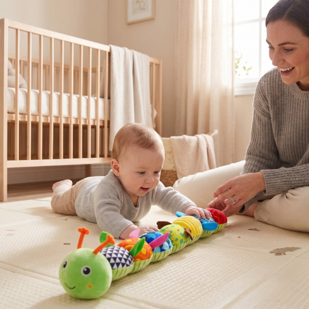 Momi Toys Musical Caterpillar Plush, Soft Baby Rattle Toy