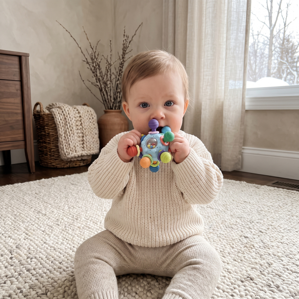Momi Toys Montessori Sensory Teether, Silicone Baby Teething Toy