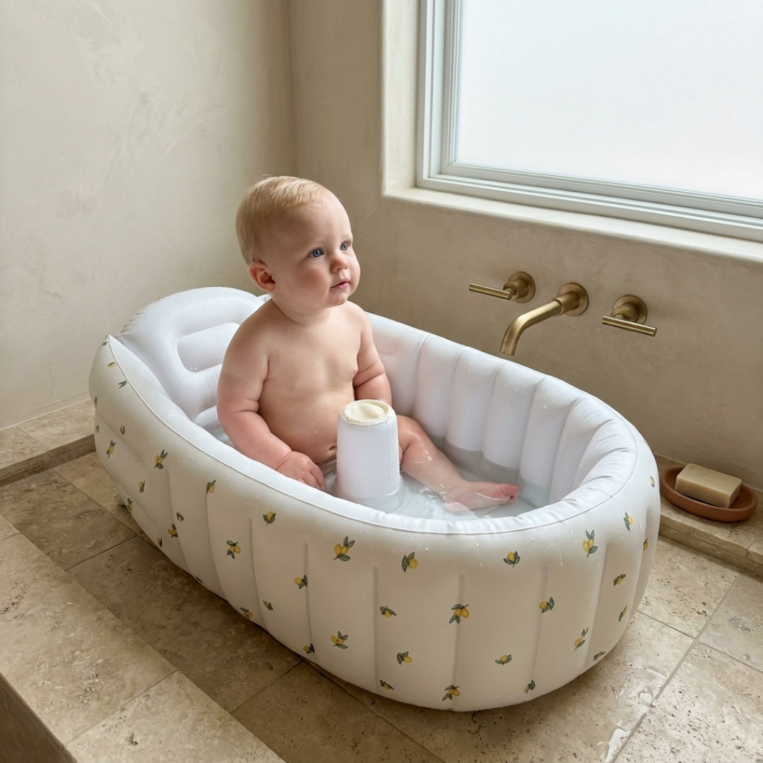 Momi Toys Inflatable Baby Bath Tub, Portable Soft Sided Bathtub