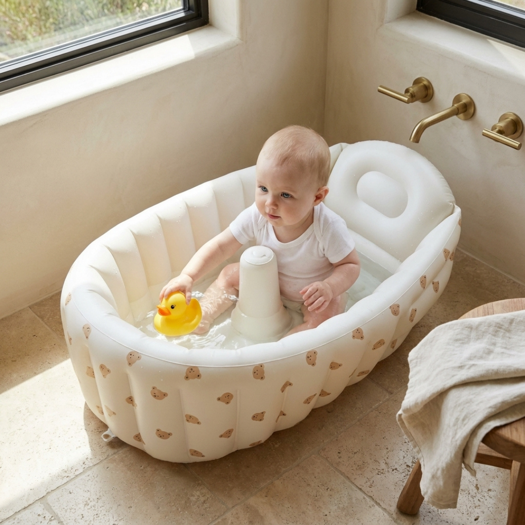 Momi Toys Inflatable Baby Bath Tub, Portable Soft Sided Bathtub