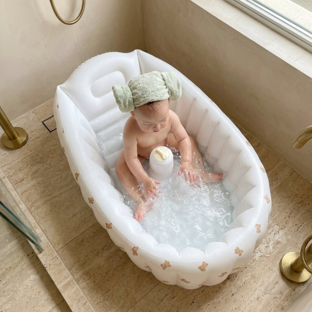 Momi Toys Inflatable Baby Bath Tub, Portable Soft Sided Bathtub