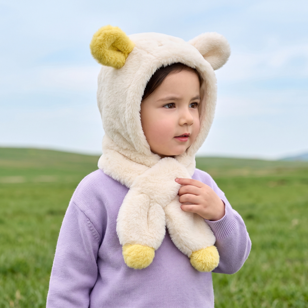 Momi Toys Baby Beanie Hat, Plush Earflap Winter Hat Scarf