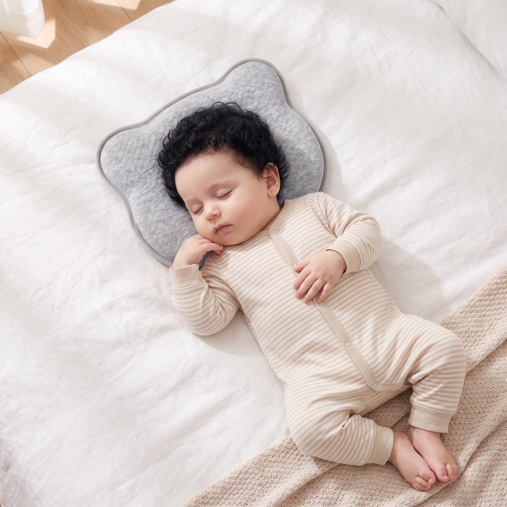 Momi Toys Memory Foam Baby Pillow, Organic Cotton Head Support