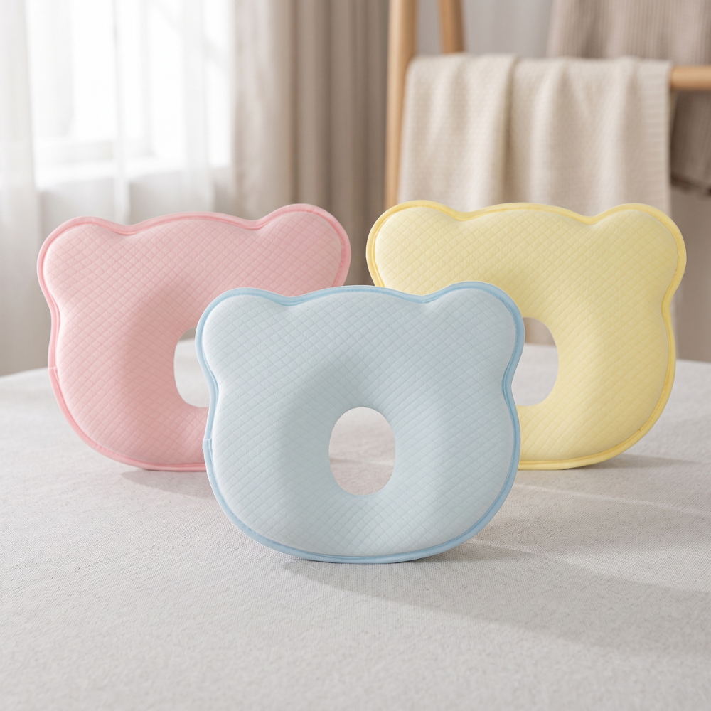 Momi Toys Memory Foam Baby Pillow, Organic Cotton Head Support
