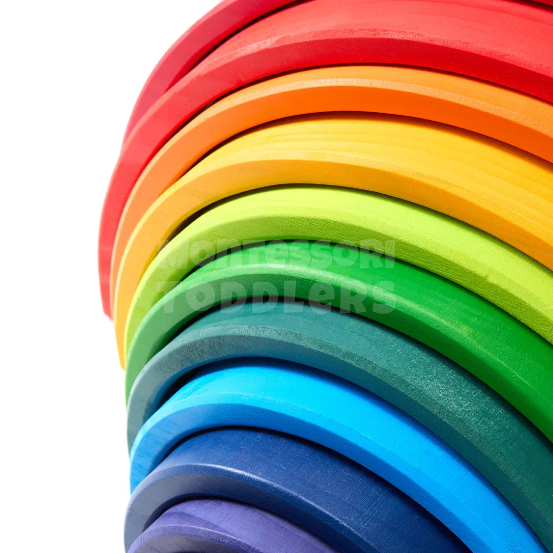 Momi Toys Large Wooden Rainbow Stacking Toy