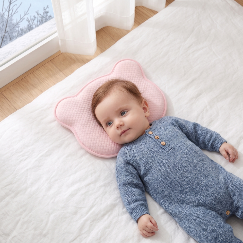 Momi Toys Memory Foam Baby Pillow, Organic Cotton Head Support
