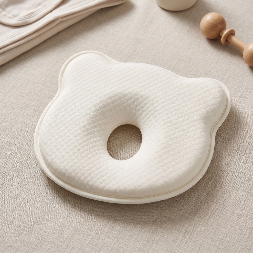 Momi Toys Memory Foam Baby Pillow, Organic Cotton Head Support