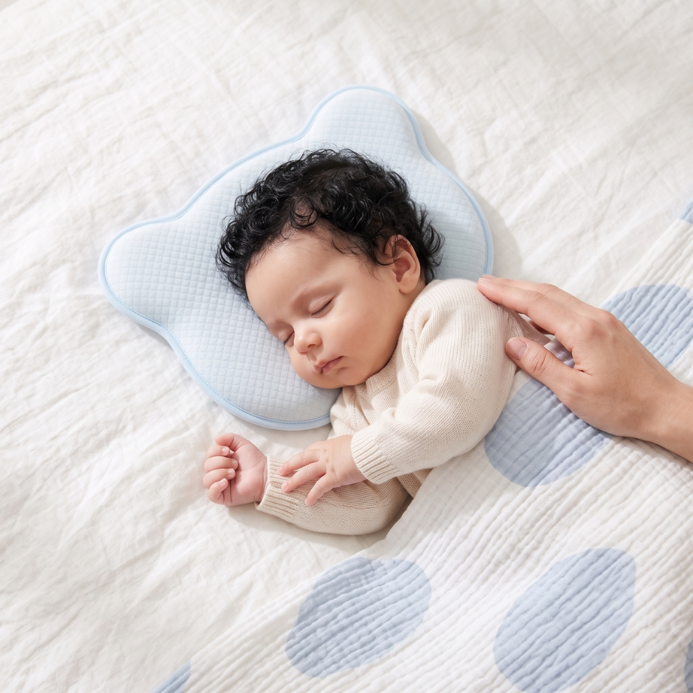 Momi Toys Memory Foam Baby Pillow, Organic Cotton Head Support