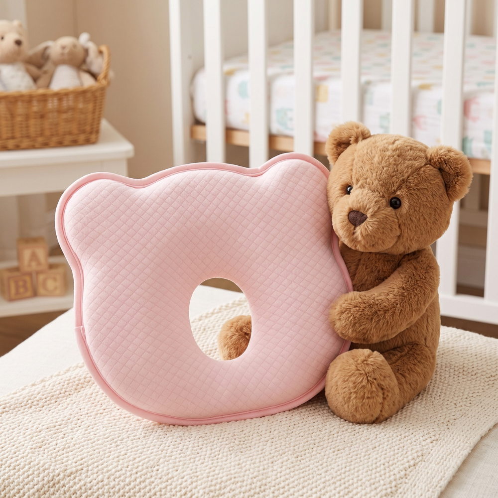 Momi Toys Memory Foam Baby Pillow, Organic Cotton Head Support