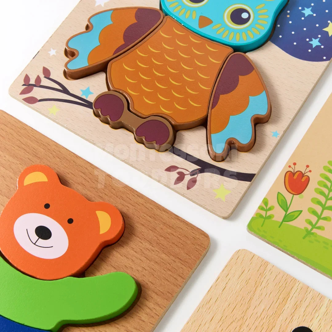 Momi Toys Wooden Animal Puzzles 6-Pack