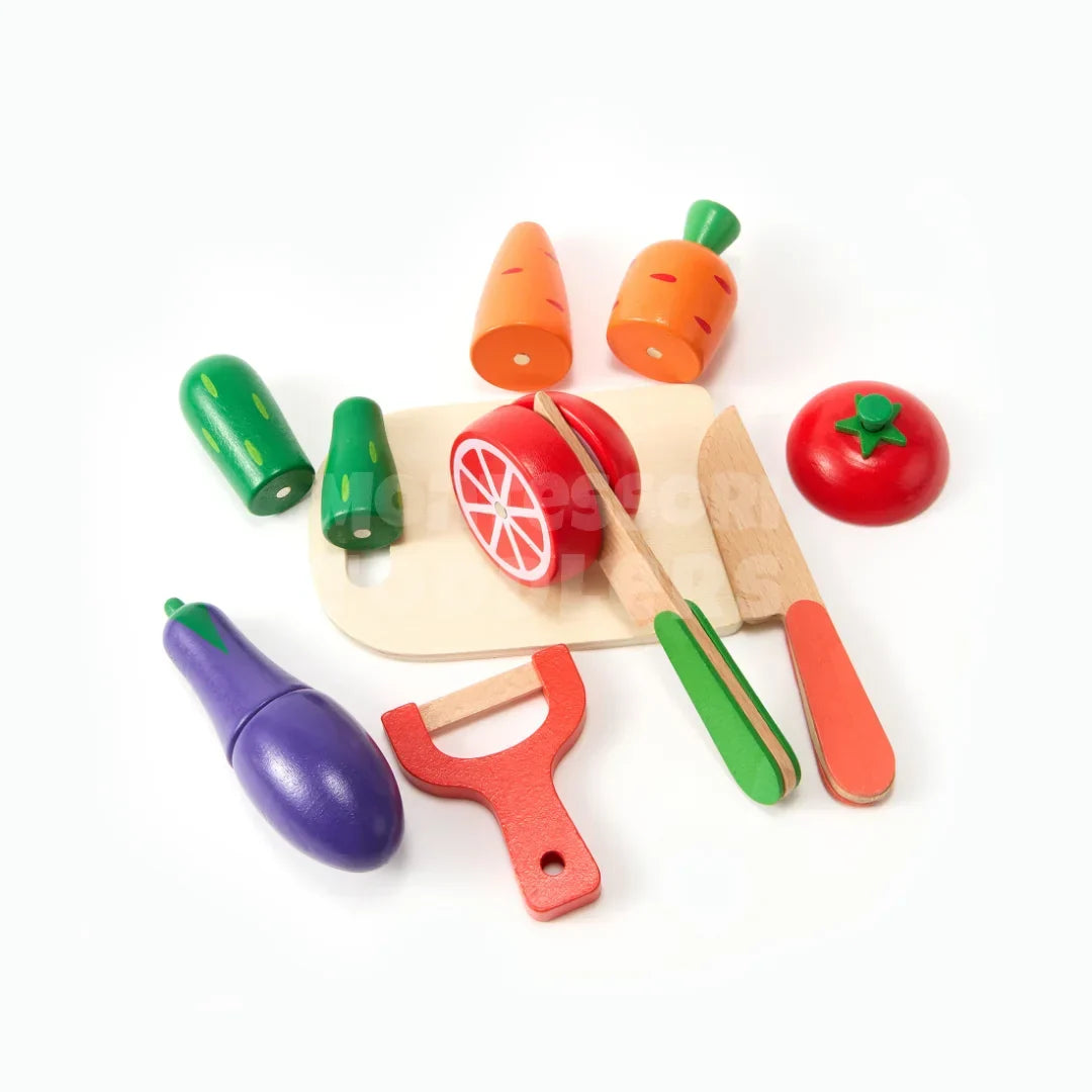 Momi Toys Wooden Cutting Fruits & Vegetables Set