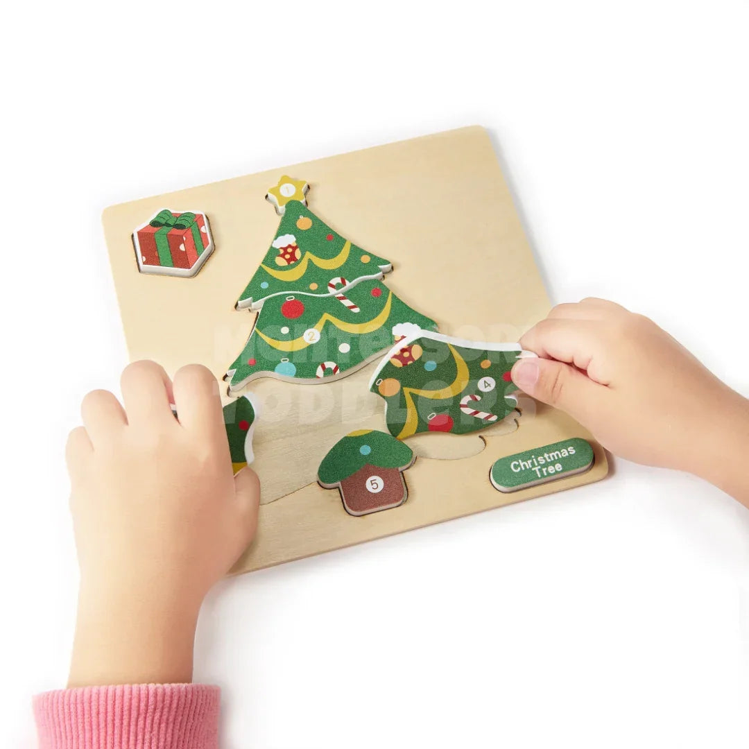 Momi Toys Wooden Christmas Puzzle Set