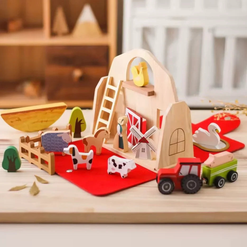 Momi Toys Wooden Travel Farm