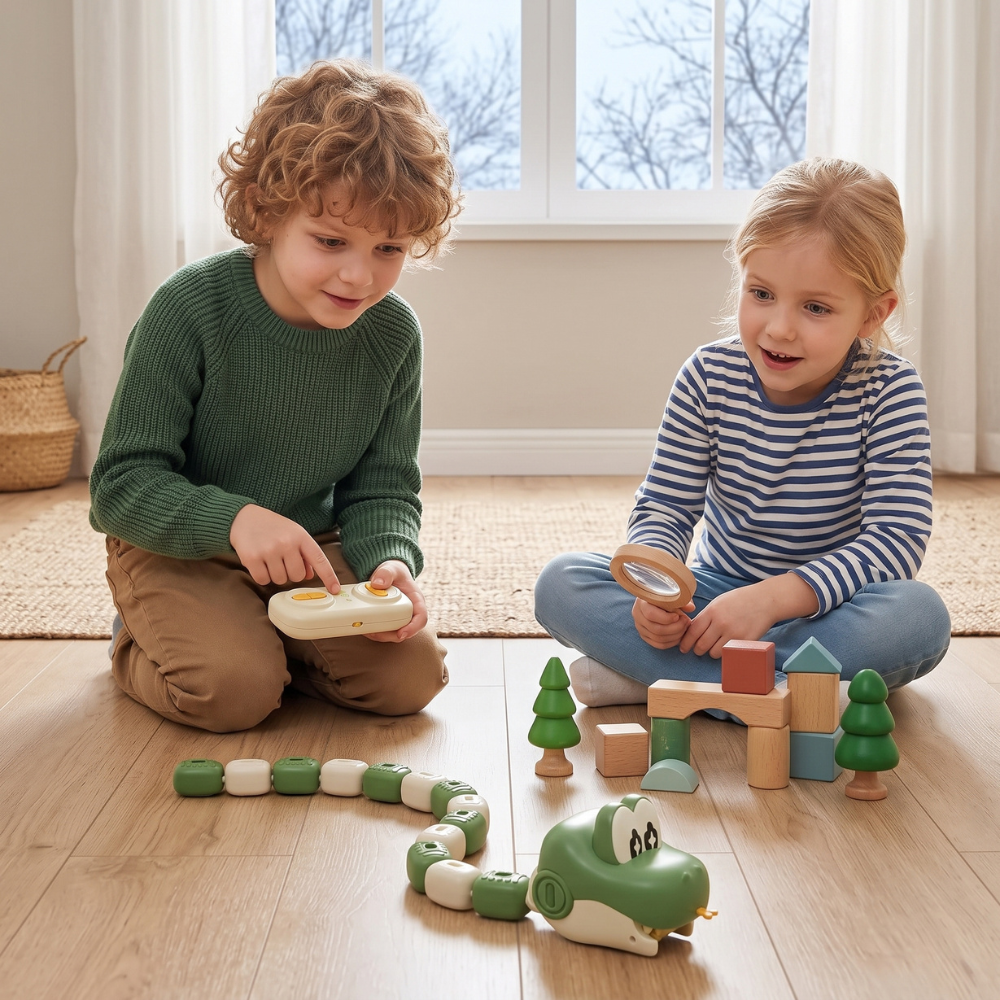 Momi Toys Remote Control Snake Toy for Kids, Grows as It Eats Blocks
