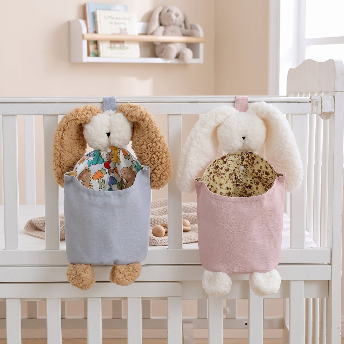 Momi Toys Bunny Hanging Organizer, Diaper Caddy Storage