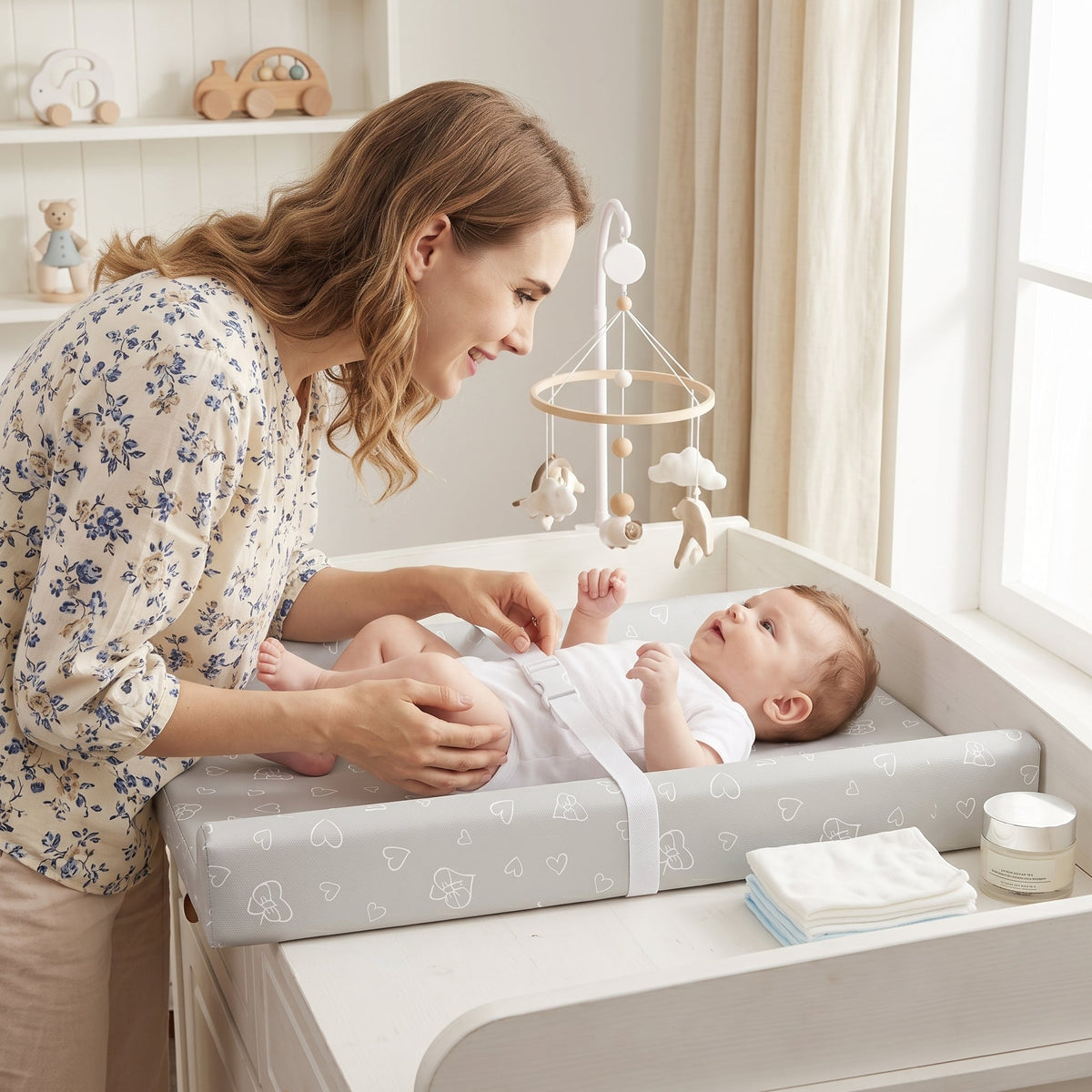 Momi Toys Waterproof Baby Changing Pad, Contoured Mat