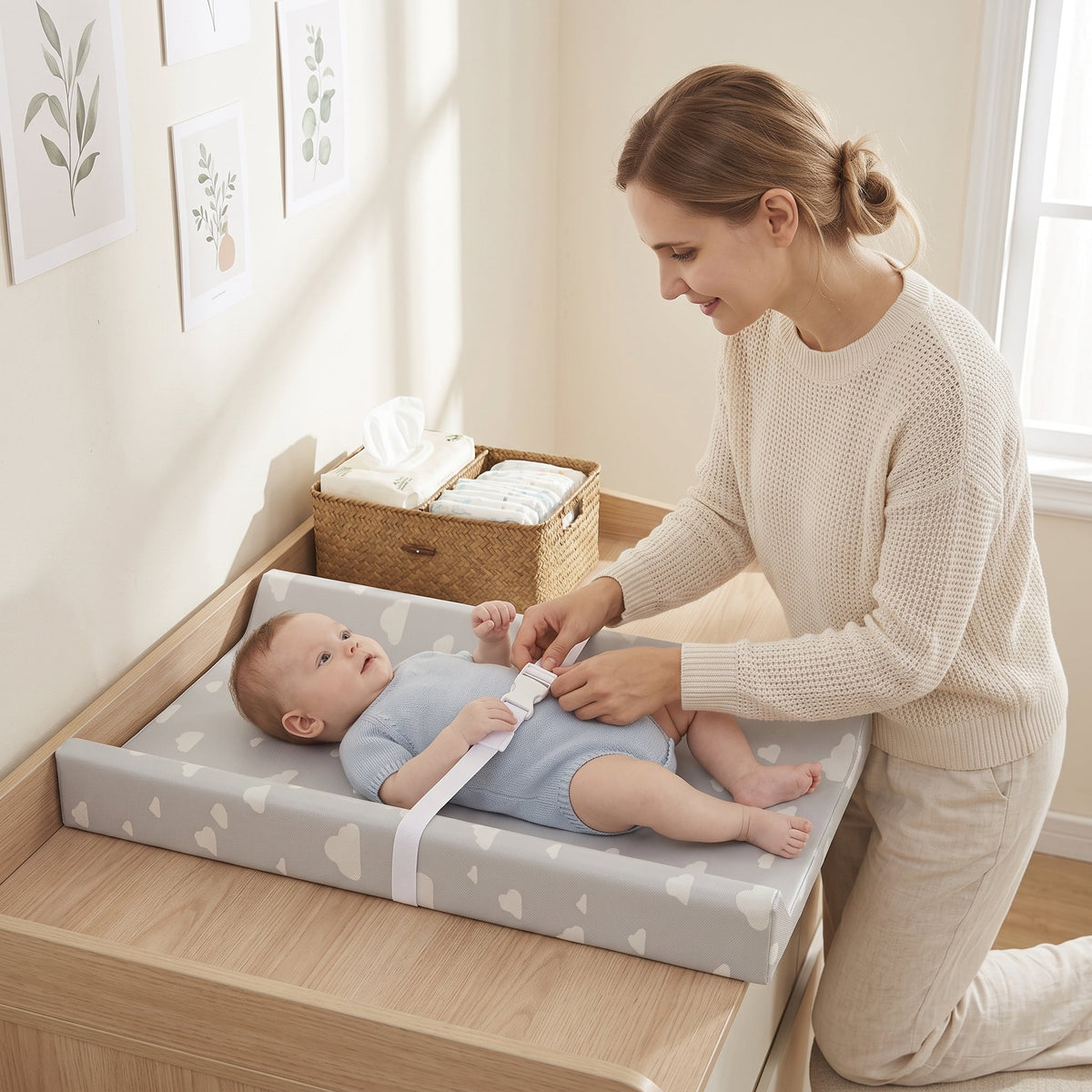 Momi Toys Waterproof Baby Changing Pad, Contoured Mat