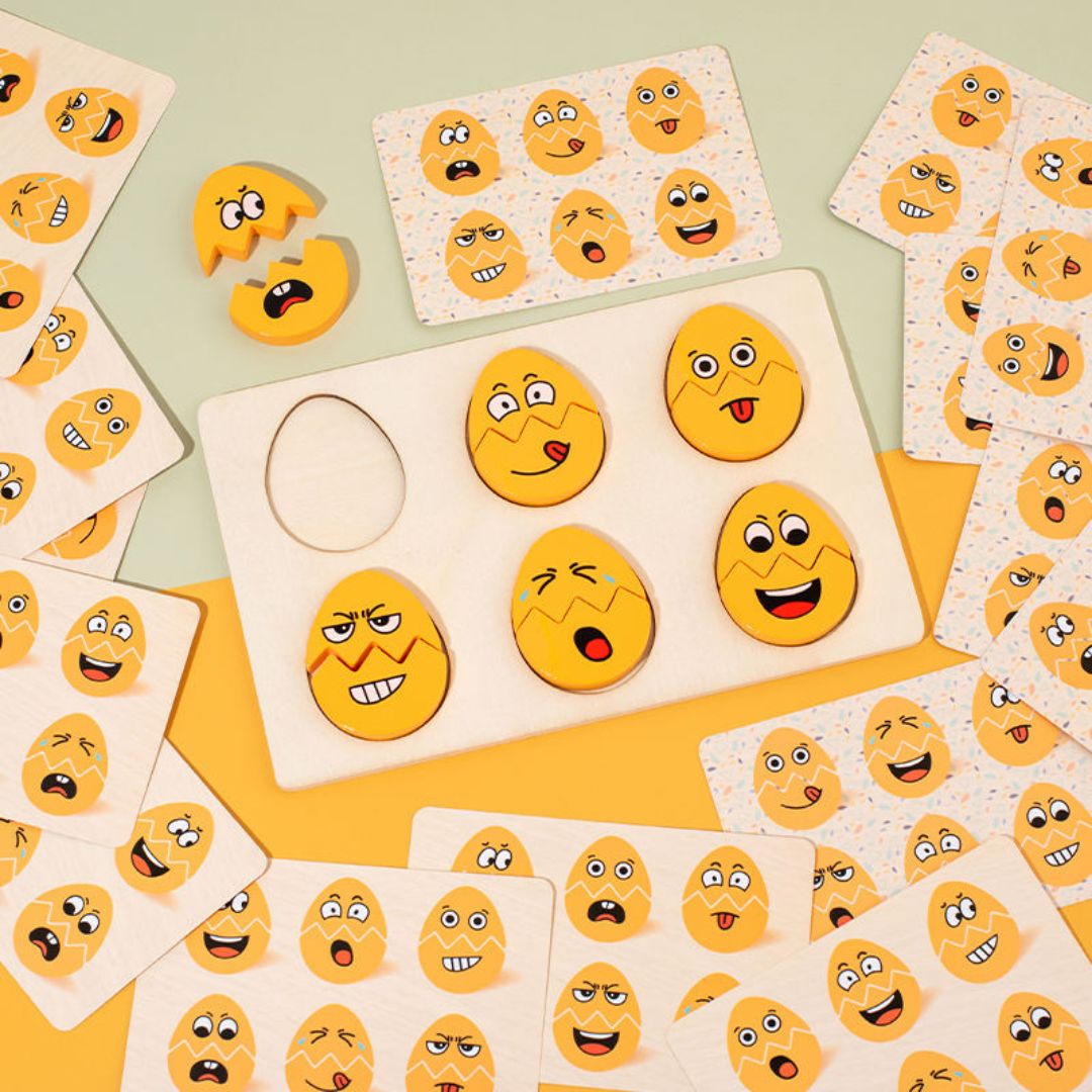 Momi Toys Wooden Egg Faces Matching Game