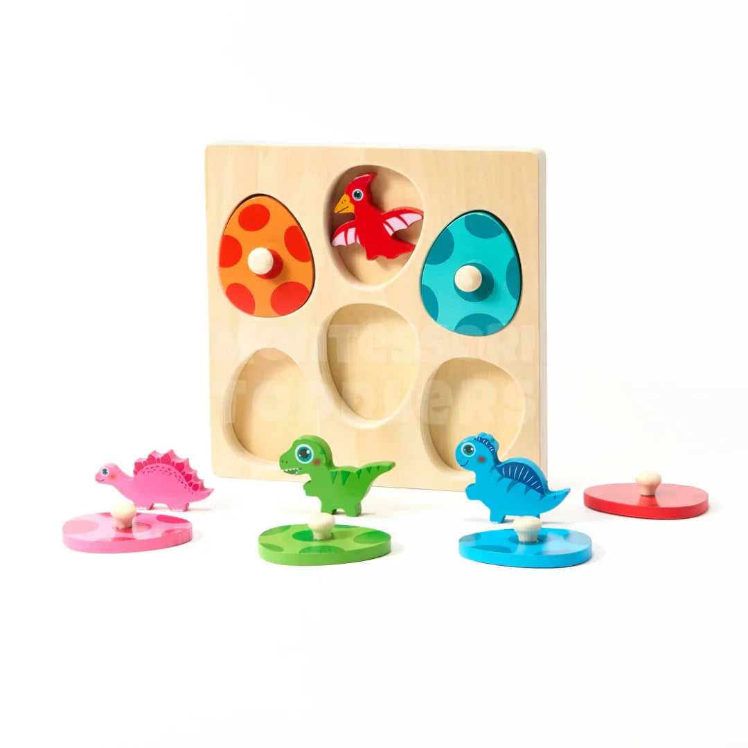 Momi Toys Wooden Dinosaur Egg Matching Puzzle