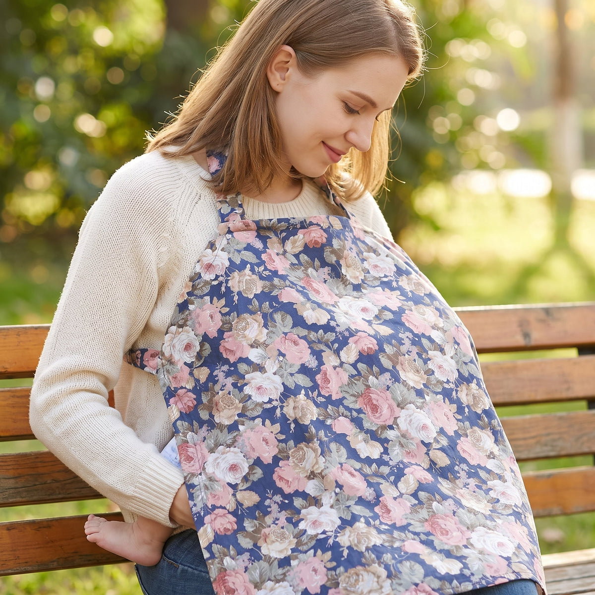 Momi Toys Nursing Cover Poncho, Cotton Breastfeeding Cover