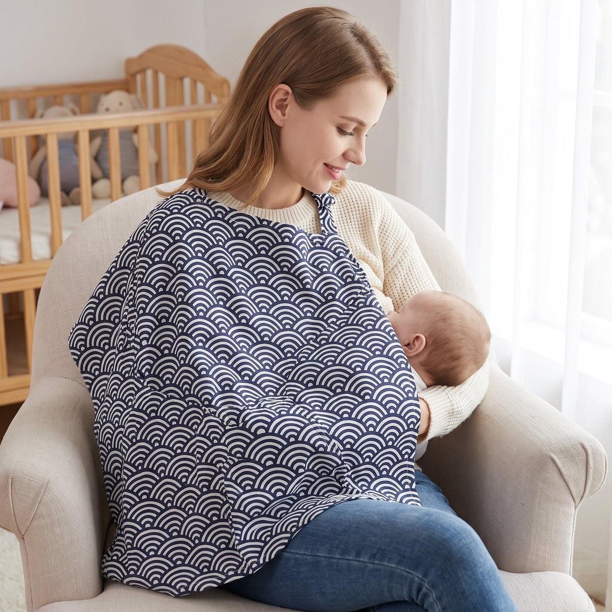Momi Toys Nursing Cover Poncho, Cotton Breastfeeding Cover