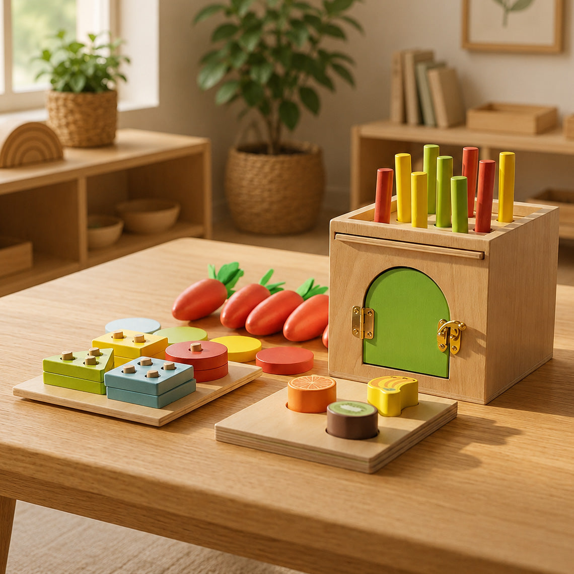 Momi Toys 6-in-1 Wooden Sorting Cube