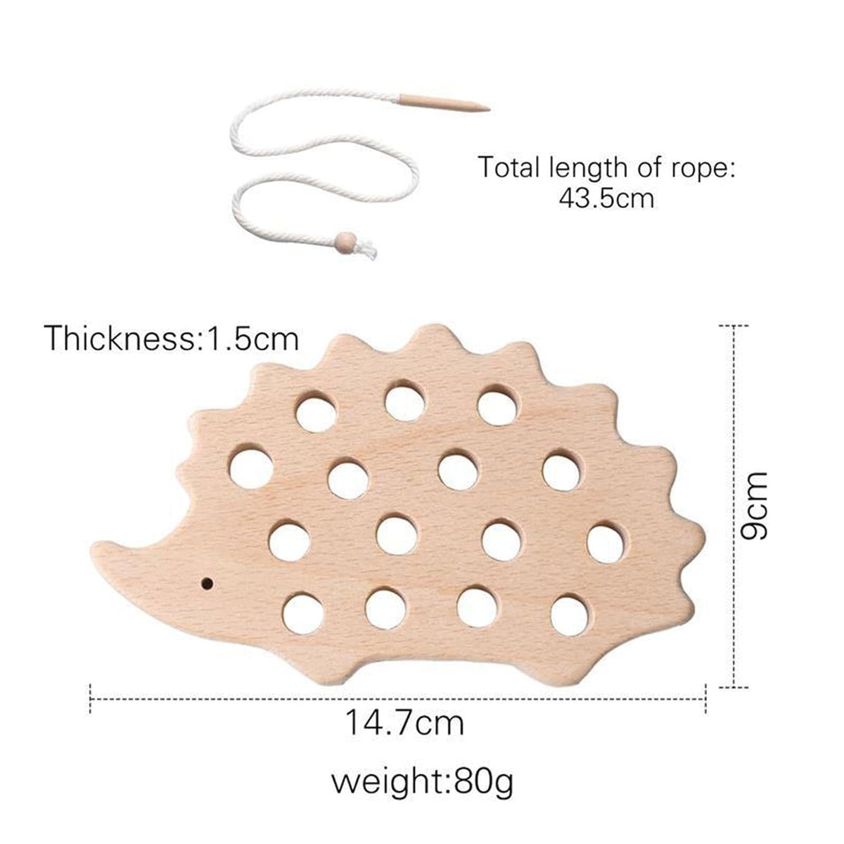 Momi Toys Wooden Hedgehog Threading Toy