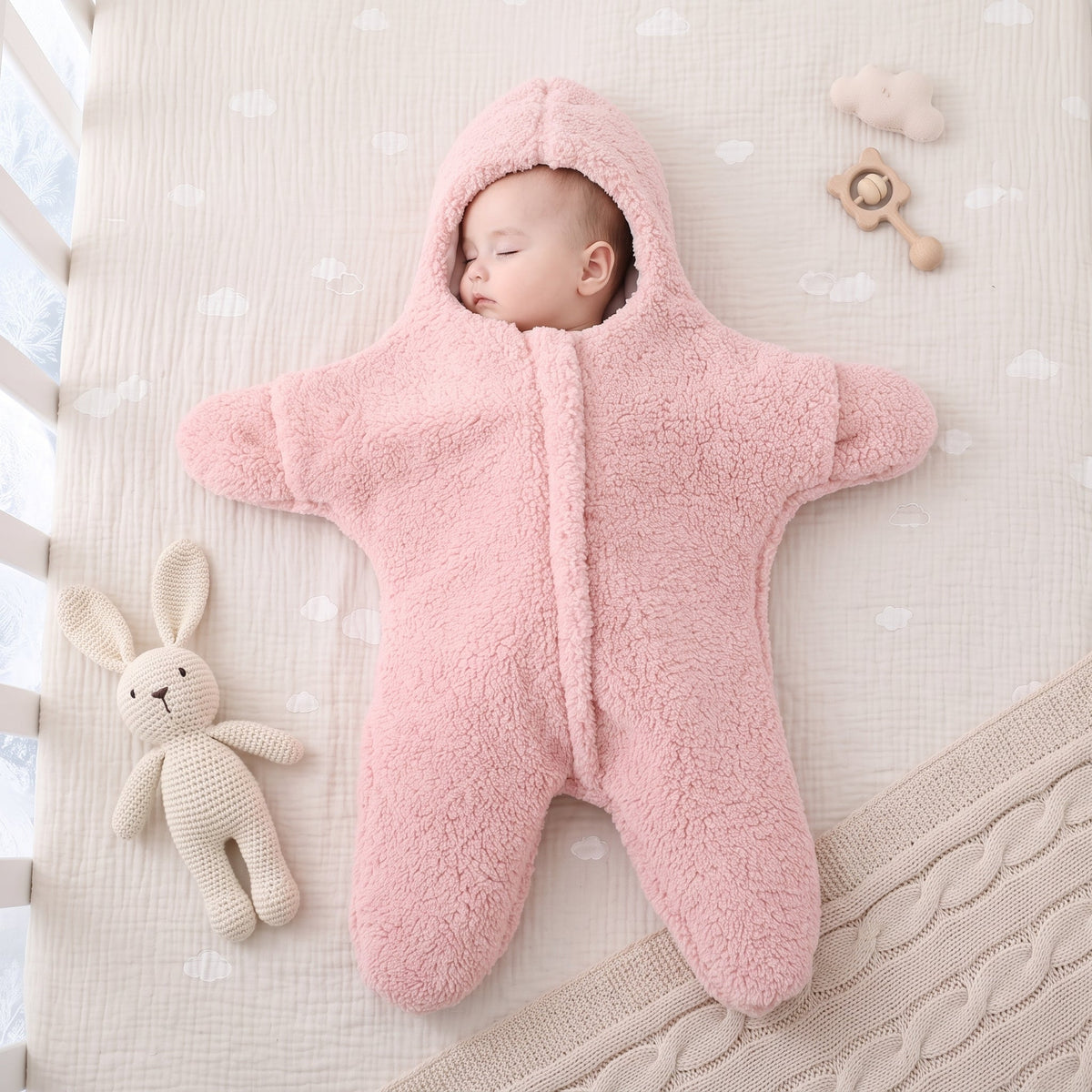 Momi Toys Starfish Baby Sleep Sack, Hooded Wearable Blanket