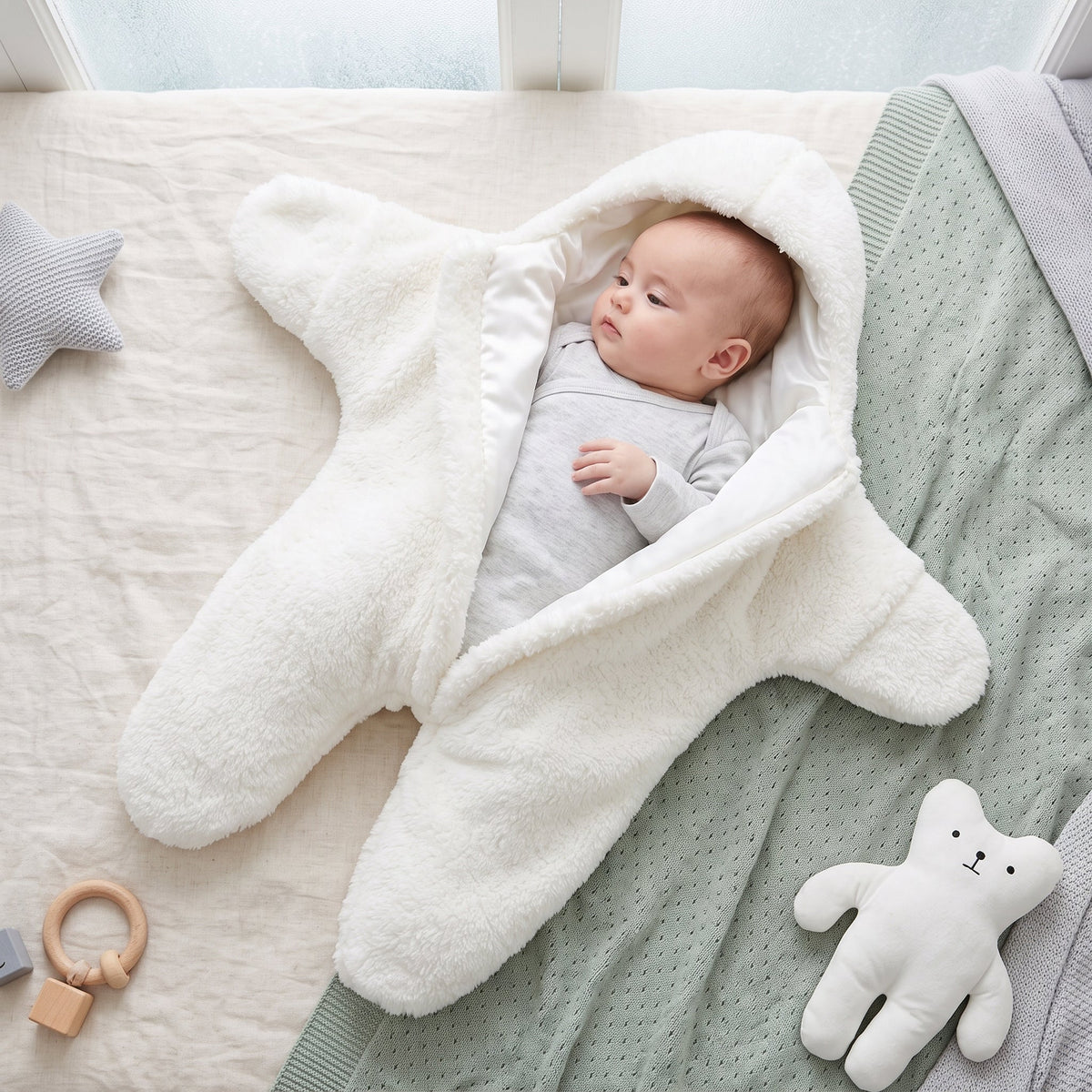 Momi Toys Starfish Baby Sleep Sack, Hooded Wearable Blanket