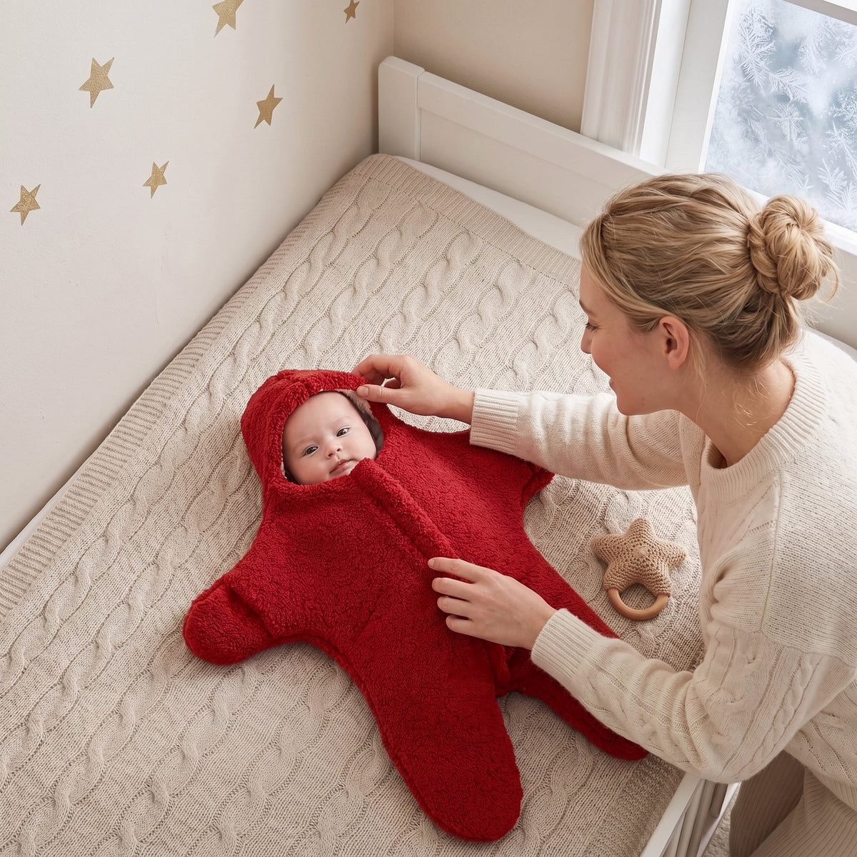 Momi Toys Starfish Baby Sleep Sack, Hooded Wearable Blanket