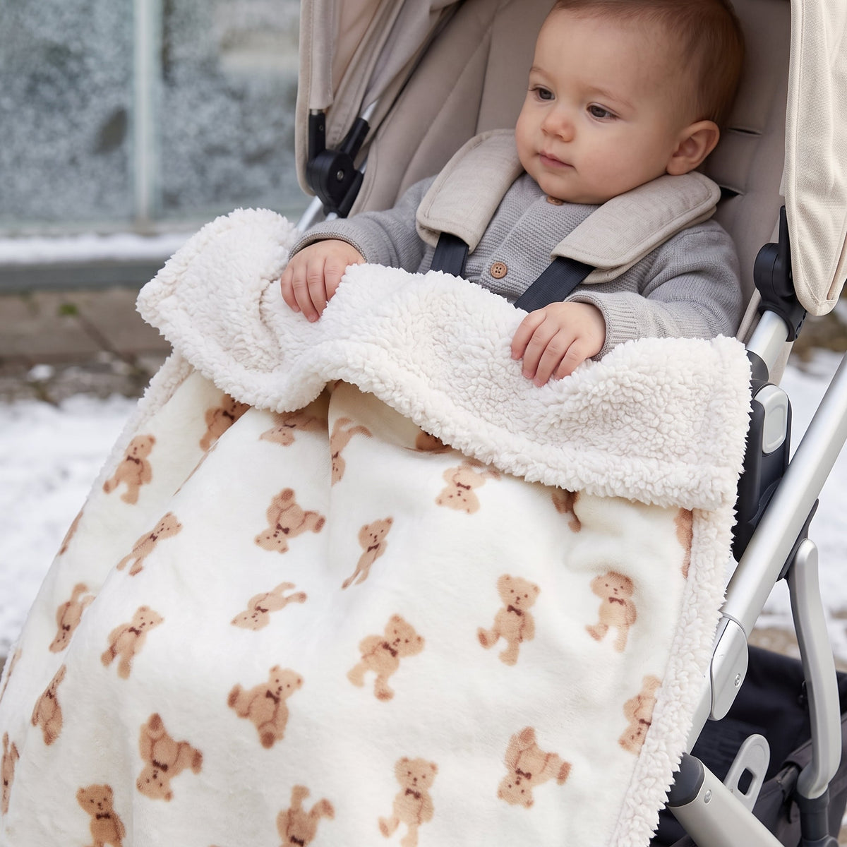 Momi Toys Flannel Baby Blanket, Sherpa Fleece Stroller Blanket