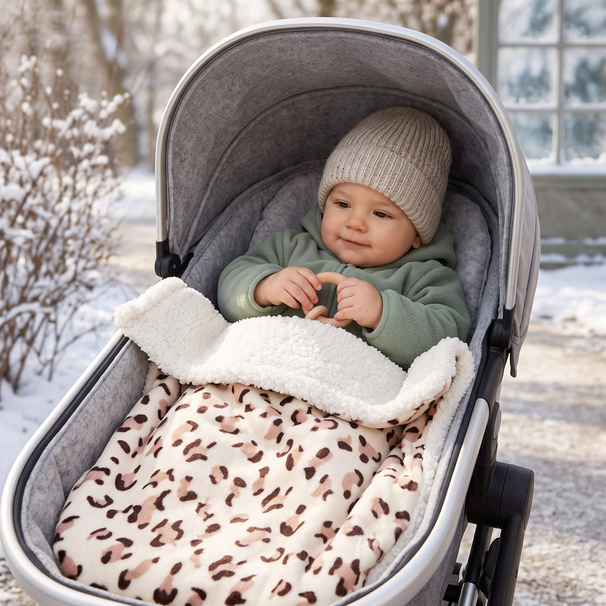 Momi Toys Flannel Baby Blanket, Sherpa Fleece Stroller Blanket