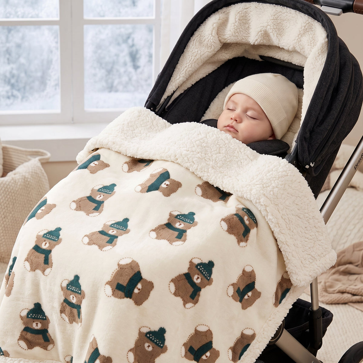 Momi Toys Flannel Baby Blanket, Sherpa Fleece Stroller Blanket