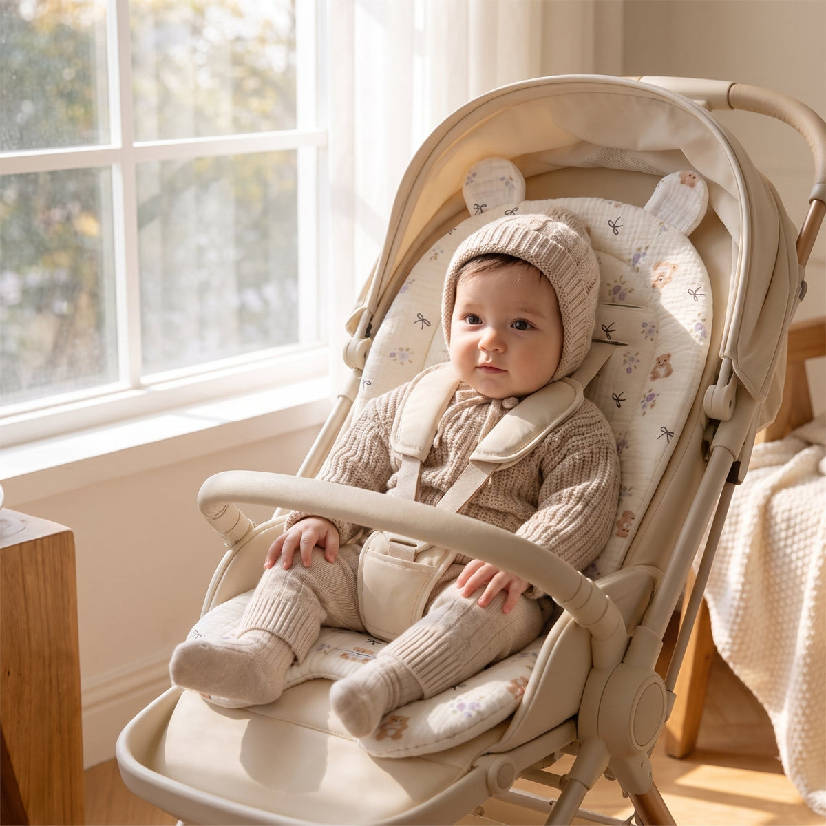 Momi Toys Car Seat Insert, Padded Stroller Cushion Seat Liner