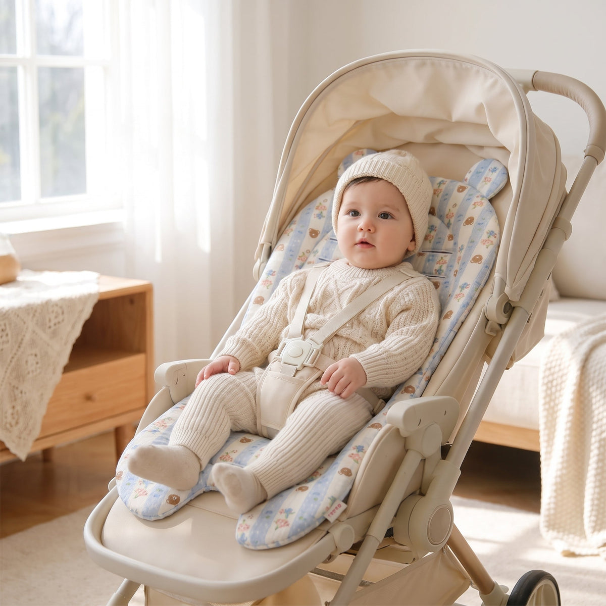 Momi Toys Car Seat Insert, Padded Stroller Cushion Seat Liner