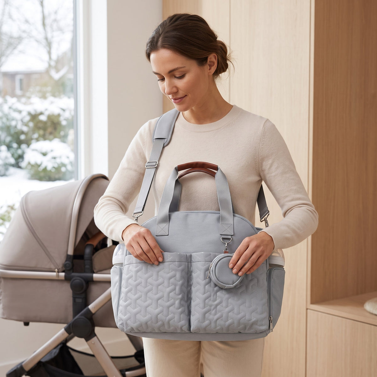 Momi Toys Diaper Bag Tote, Breast Pump Bag, Baby Travel Bag