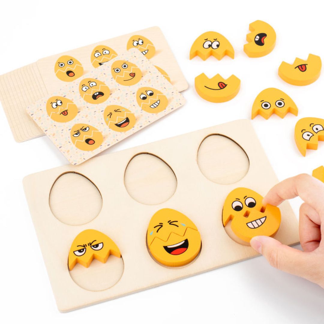 Momi Toys Wooden Egg Faces Matching Game