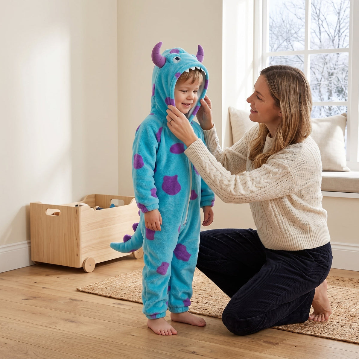 Momi Toys Plush Monster Baby Costume, Hooded Fleece Romper