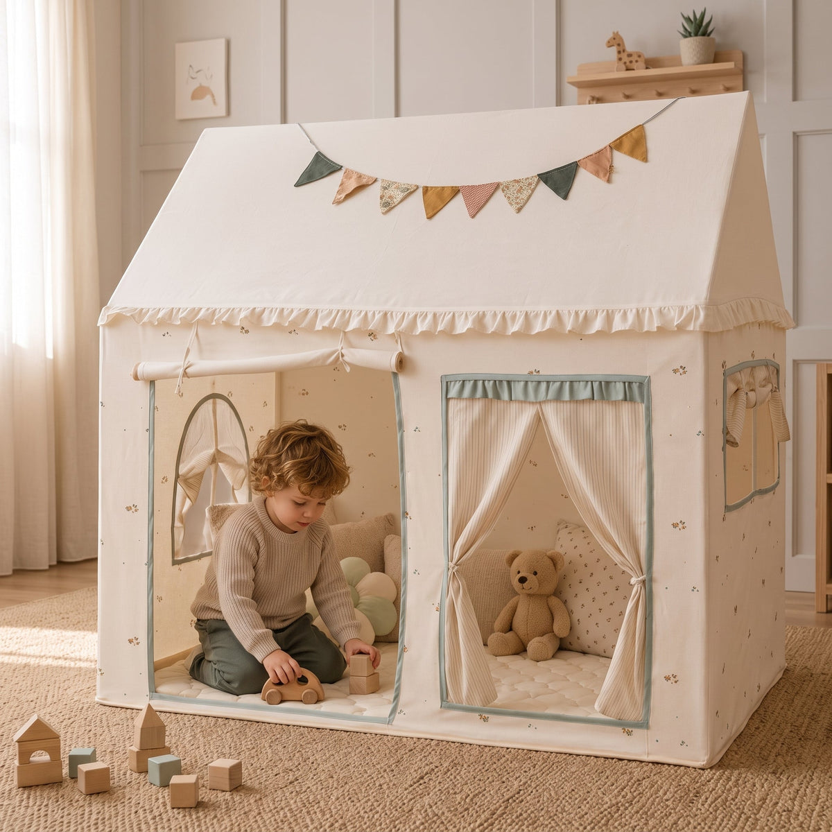Momi Toys Cotton Play Tent, Kids Teepee Indoor Playhouse