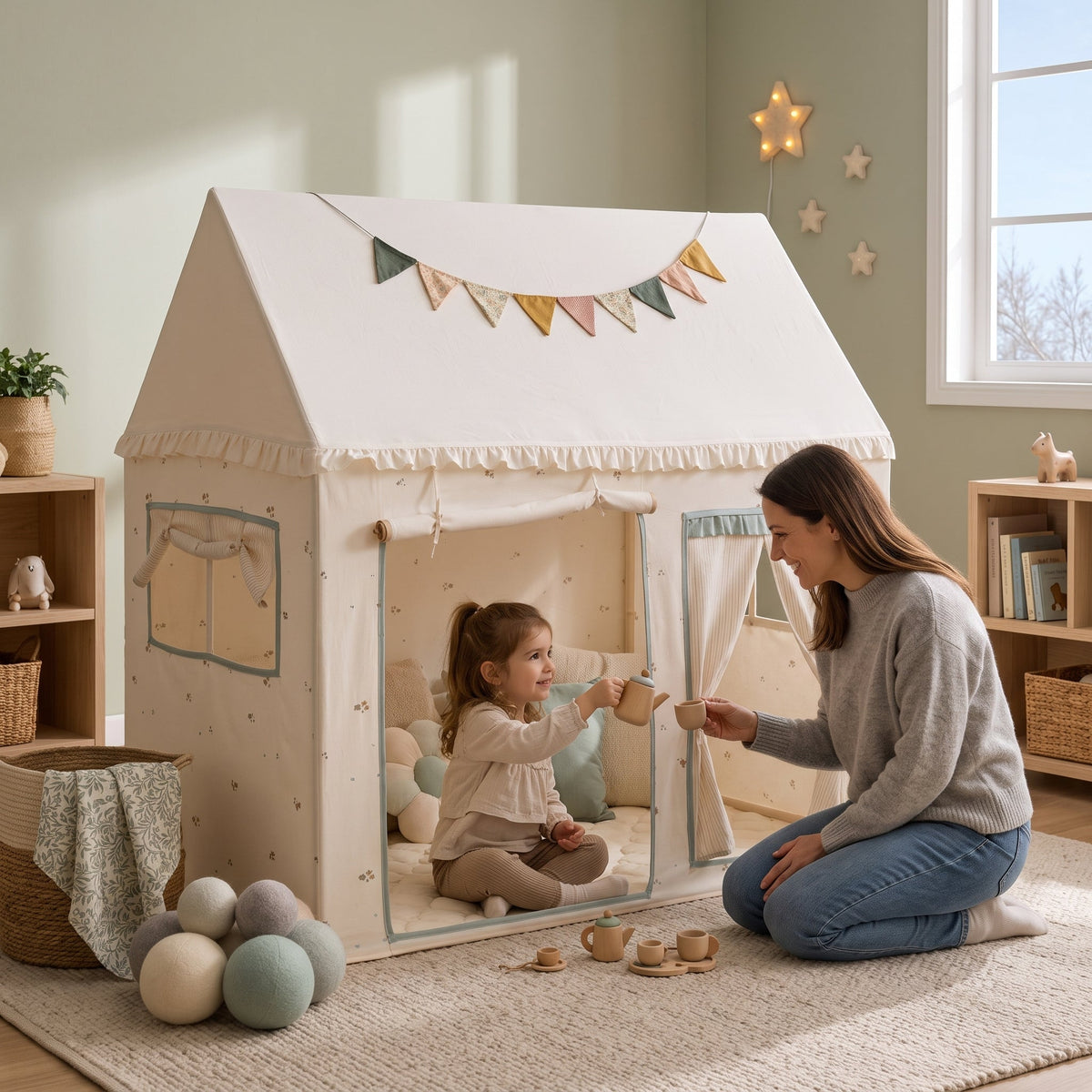 Momi Toys Cotton Play Tent, Kids Teepee Indoor Playhouse