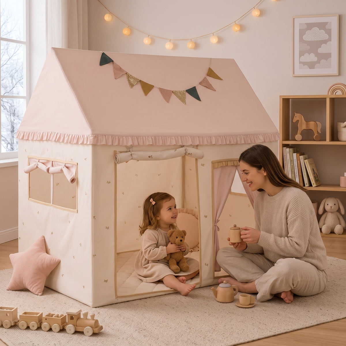 Momi Toys Cotton Play Tent, Kids Teepee Indoor Playhouse
