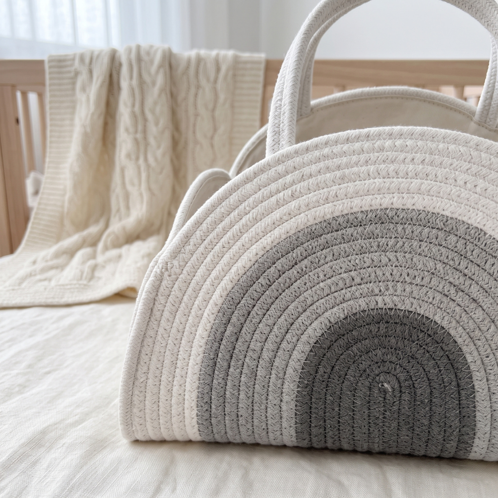Momi Toys Woven Diaper Caddy, Rope Nursery Storage Basket