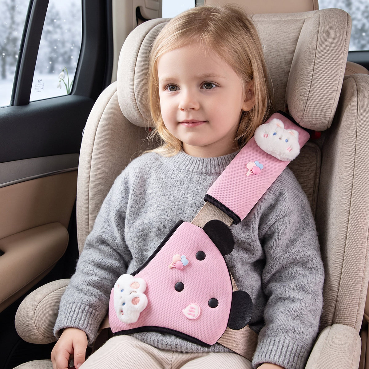 Momi Toys Seat Belt Cover, Plush Car Seat Strap Cushion