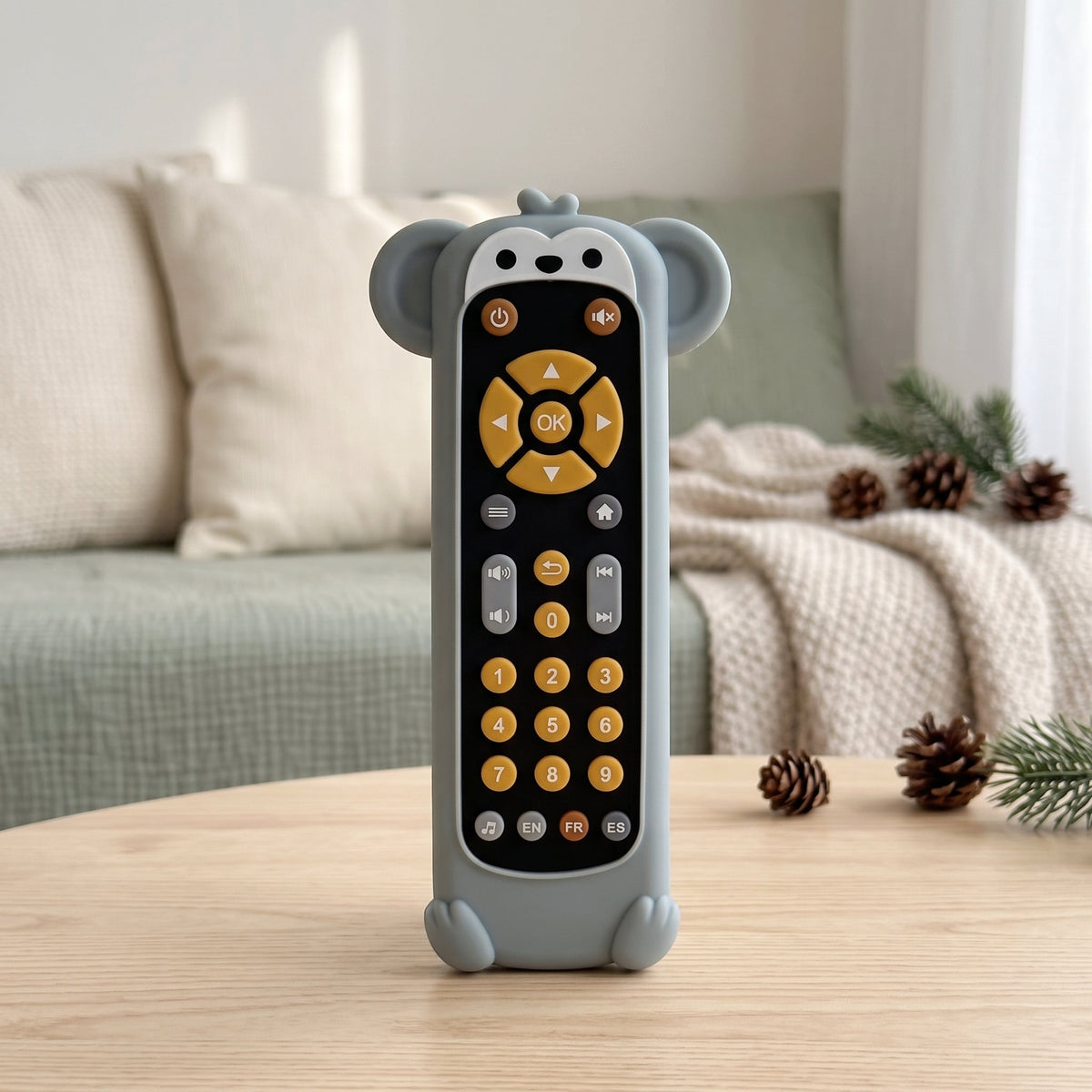 Momi Toys Baby Phone Toy with Silicone Teether Cover, Lights & Music