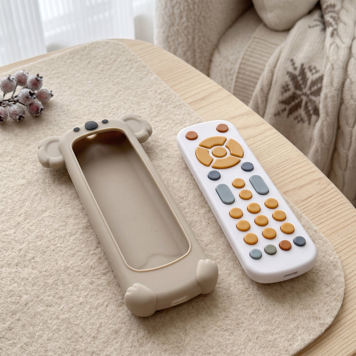 Momi Toys Baby Phone Toy with Silicone Teether Cover, Lights & Music