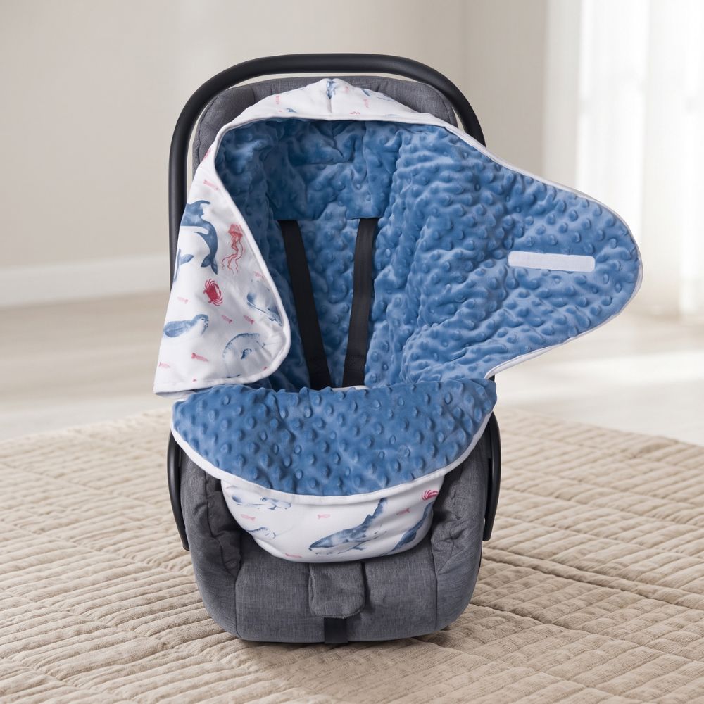 Momi Toys Reversible Quilted Baby Swaddle Blanket for Stroller & Car Seat