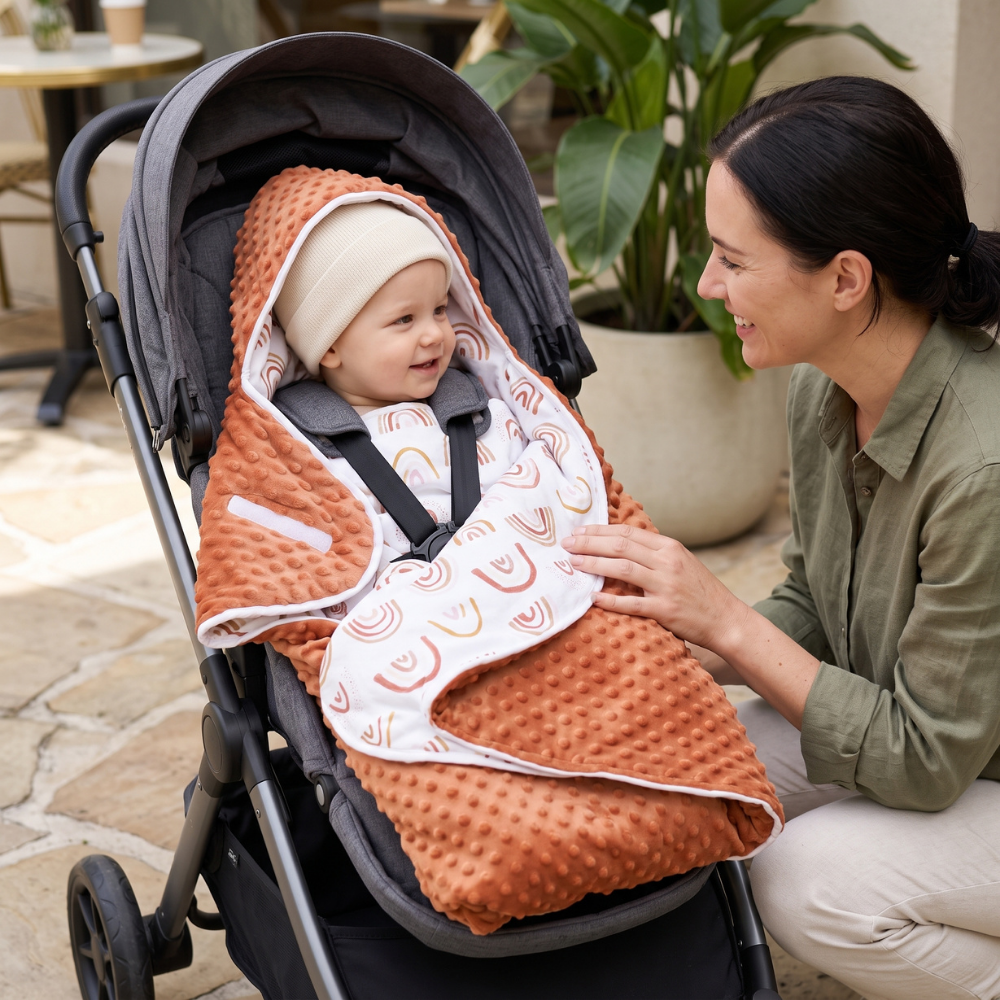 Momi Toys Reversible Quilted Baby Swaddle Blanket for Stroller & Car Seat