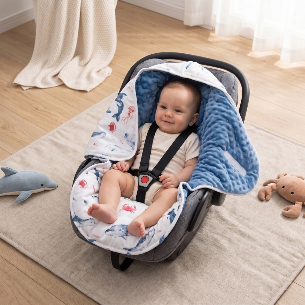 Momi Toys Reversible Quilted Baby Swaddle Blanket for Stroller & Car Seat