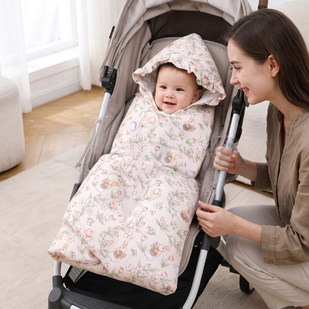 Momi Toys Hooded Baby Blanket, Cotton Stroller Blanket